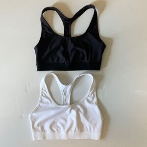 2 Hanes sports bra black and white